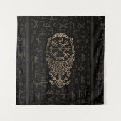 Vegvisir - Viking-Kompass auf Futhark Muster Wandteppich (Vorderseite)