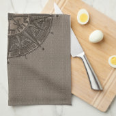 Vegvisir - Viking-Kompass - beige Leder und Gold Geschirrtuch (Viertel Falte)