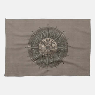 Vegvisir - Viking-Kompass - beige Leder und Gold Geschirrtuch
