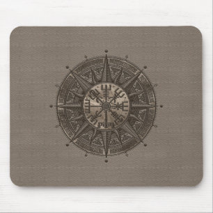 Vegvisir - Viking-Kompass - beige Leder und Gold Mousepad