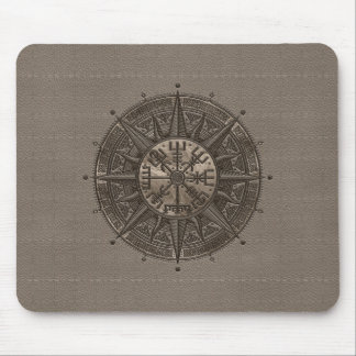 Vegvisir - Viking-Kompass - beige Leder und Gold Mousepad