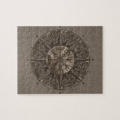 Vegvisir - Viking-Kompass - beige Leder und Gold Puzzle (Horizontal)