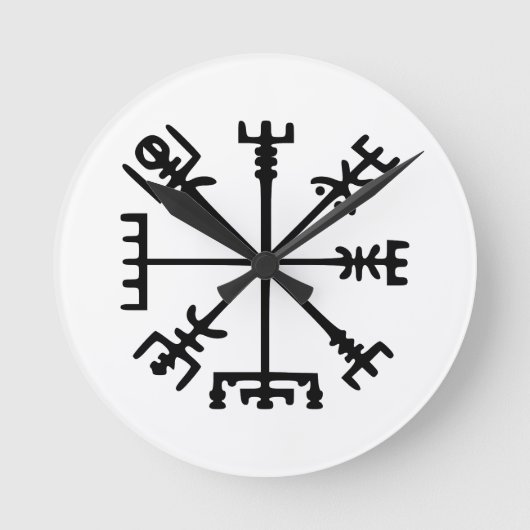 Vegvísir (Viking-Kompass) Runde Wanduhr (Vorderseite)