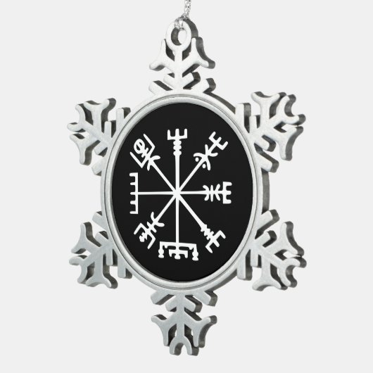 Vegvísir (Viking-Kompass) Schneeflocken Zinn-Ornament (Rechts)