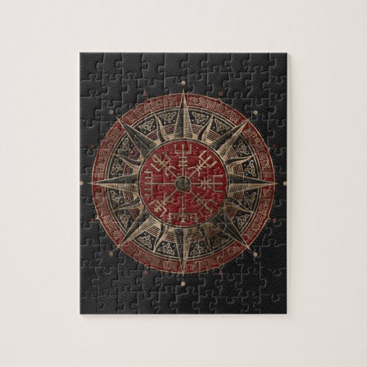 Vegvisir - Viking-Kompass - schwarzes und rotes Puzzle (Vertikal)