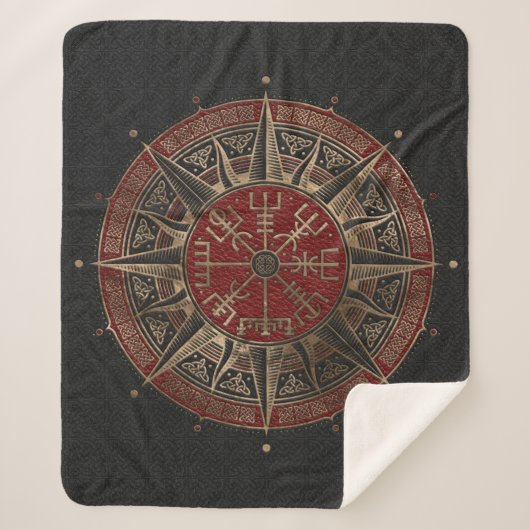 Vegvisir - Viking-Kompass - schwarzes und rotes Sherpadecke (Vorderseite)
