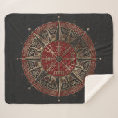Vegvisir - Viking-Kompass - schwarzes und rotes Sherpadecke (Vorderseite (Horizontal))