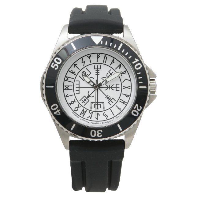 Vegvisir Wikinger-Kompass-Symbol-Design Armbanduhr (Vorderseite)