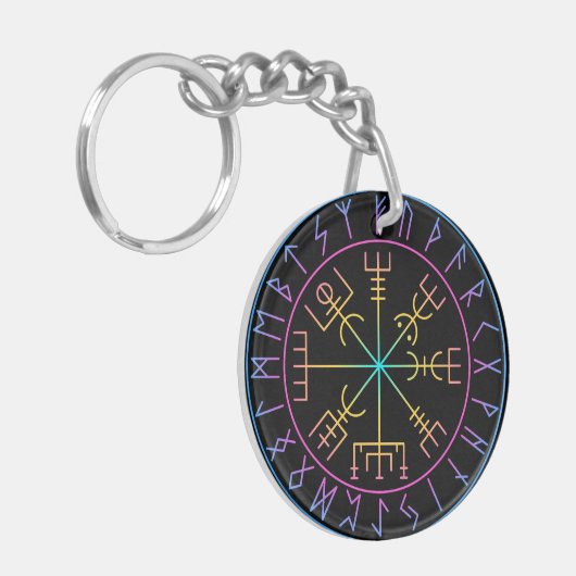 Vegvisir Wikinger-Kompass-Symbol-Design Schlüsselanhänger (Vorderseite links)