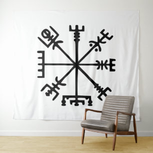 Vegvísir (Wikinger-Kompass) Wandteppich