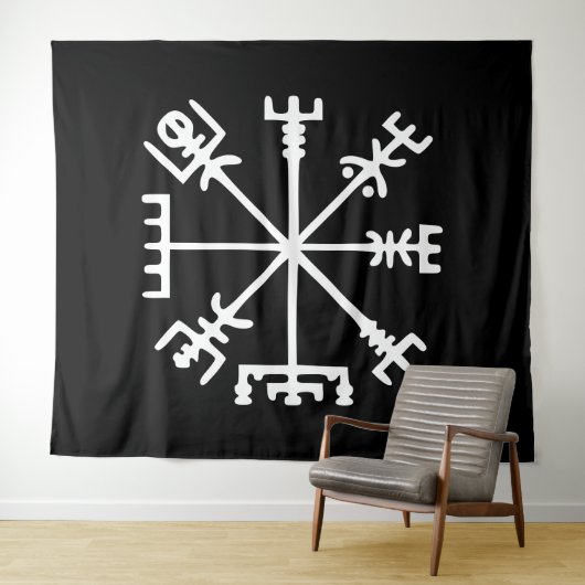 Vegvísir (Wikinger-Kompass) Wandteppich (Beispiel (Horizontal))