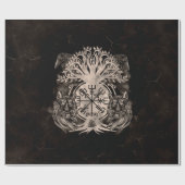 Vegvisir-Yggdrasil mit Ravens & Wölfen Geschenkpapier (Flach)