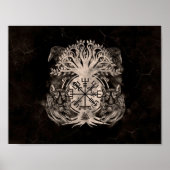 Vegvisir-Yggdrasil mit Ravens & Wölfen Poster (Vorne)