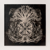 Vegvisir-Yggdrasil mit Ravens & Wölfen Puzzle (Vertikal)