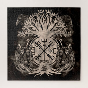 Vegvisir -Yggdrasil With Ravens & Wolves Puzzle