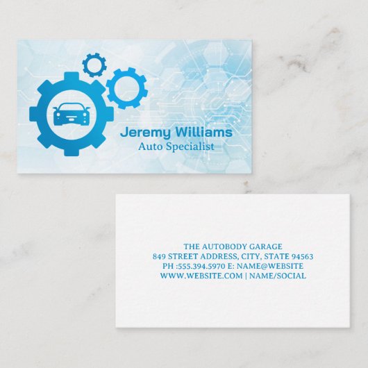 Vehicle Gears Illustrations | Tech Background Visitenkarte (Vorne/Hinten)