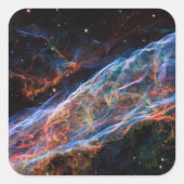 Veil Nebula Supernova Remnants Hubble Telescope Quadratischer Aufkleber (Vorderseite)