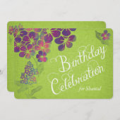 Veilchen auf grünem kundenspezifischem einladung (Vorne/Hinten)