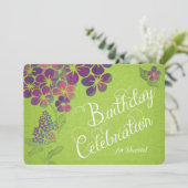 Veilchen auf grünem kundenspezifischem einladung (Stehend Vorderseite)