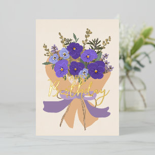 Veilchen-Blumen Februar Geburtstagsblume Lila Folien Feiertagskarte