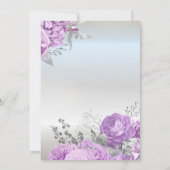 Veilchen-Blumen Glitter Silber 80. Geburtstag Einladung (Rückseite)