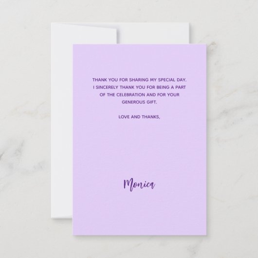 Veilchen-Foto Dankeskarte (Rückseite)