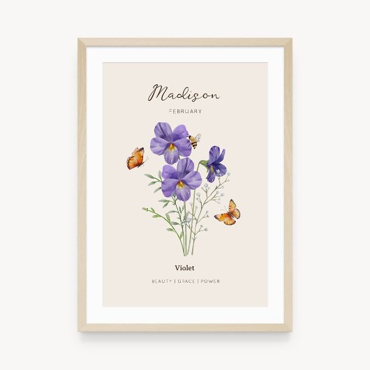 Veilchen-Geburtsmonats-Blumenposter Poster