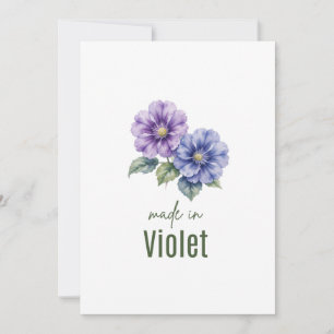 Veilchen-Geburtsmonatsblume Februar Watercolor Einladung