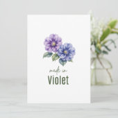 Veilchen-Geburtsmonatsblume Februar Watercolor Einladung (Stehend Vorderseite)