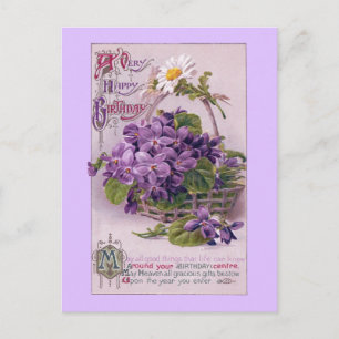Veilchen im Korb Vintage Geburtstag Postkarte