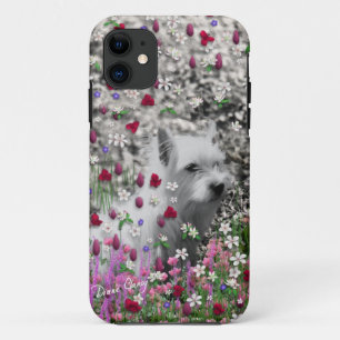 Veilchen in den Blumen - weißer Westie Hund Case-Mate iPhone Hülle