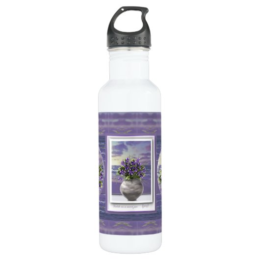 Veilchen in einem Mondglas Edelstahlflasche (Vorderseite)