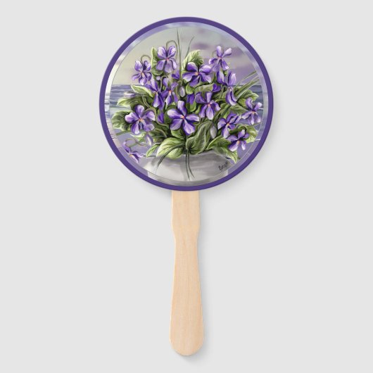 Veilchen in einem Mondglas Fächer (Rückseite)