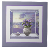 Veilchen in einem Mondglas Fliese (Vorderseite)