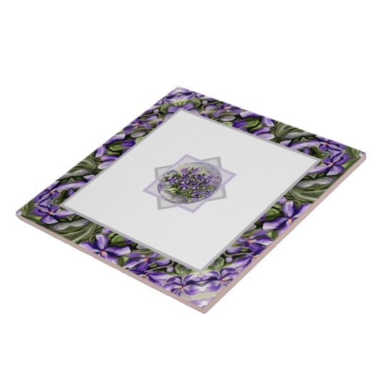 Veilchen in einem Mondglas Fliese (Seite)