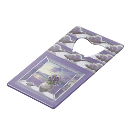 Veilchen in einem Mondglas Geldbeutel Flaschenöffner (Vorderseite Schrägansicht)