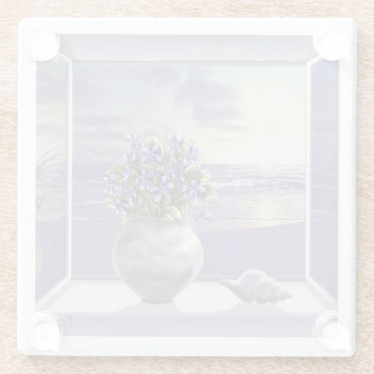 Veilchen in einem Mondglas Glasuntersetzer (Rückseite)