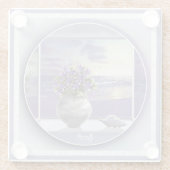 Veilchen in einem Mondglas Glasuntersetzer (Rückseite)