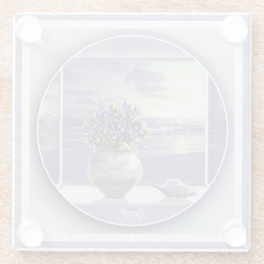 Veilchen in einem Mondglas Glasuntersetzer (Rückseite)
