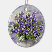 Veilchen in einem Mondglas Keramik Ornament (Links)