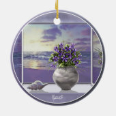 Veilchen in einem Mondglas Keramik Ornament (Hinten)