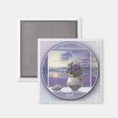 Veilchen in einem Mondglas Magnet (Vorderseite/Rückseite)