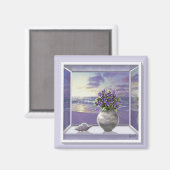 Veilchen in einem Mondglas Magnet (Vorderseite/Rückseite)