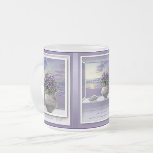 Veilchen in einem Mondglas Mattglastasse (Vorderseite Links)