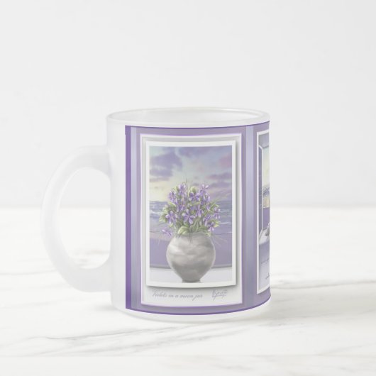 Veilchen in einem Mondglas Mattglastasse (Links)