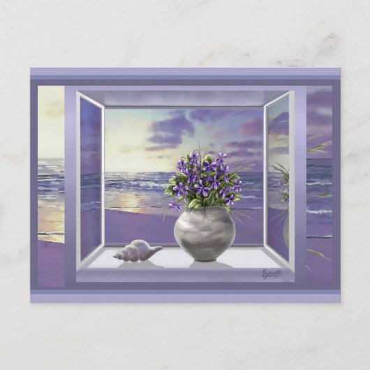 Veilchen in einem Mondglas Postkarte (Vorderseite)