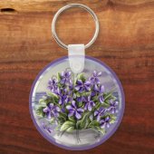 Veilchen in einem Mondglas Schlüsselanhänger (Vorderseite)