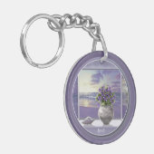 Veilchen in einem Mondglas Schlüsselanhänger (Vorderseite links)