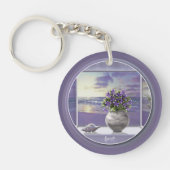 Veilchen in einem Mondglas Schlüsselanhänger (Vorderseite)