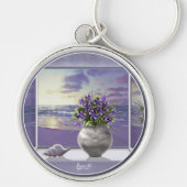 Veilchen in einem Mondglas Schlüsselanhänger (Vorne)